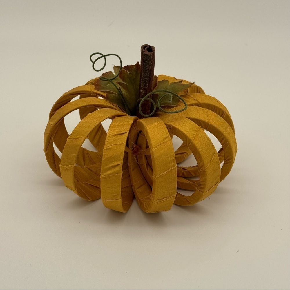 Satin Wrapped Pumpkin Decor Fall Decorations Autumn Halloween Yellow Gold New